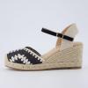 image:imageCUSHIONAIRE Samba Raffia Espadrilles for Women Closed Toe Wedges with Adjustable Ankle Strap and Comfort FootbedBlack