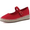 image:imageCUSHIONAIRE Tapas Canvas Mary Jane Flat Espadrilles for Women Cushioned Comfort Closed Toe with Adjustable StrapRed