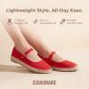 image:imageCUSHIONAIRE Tapas Canvas Mary Jane Flat Espadrilles for Women Cushioned Comfort Closed Toe with Adjustable StrapRed