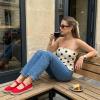 image:imageCUSHIONAIRE Tapas Canvas Mary Jane Flat Espadrilles for Women Cushioned Comfort Closed Toe with Adjustable StrapRed