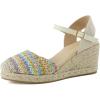 image:imageCUSHIONAIRE Tuti Platform Espadrilles for Women Multicolor Woven Closed Toe Wedge Sandals with Adjustable Ankle Strap and Cushioned FootbedNatural Raffia