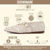 image:imageCUSHIONAIRE Wit Hand Woven Womens Flats Comfortable Mary Jane Ballet Flat with Adjustable Buckle Braided Strap and Cushioned Memory FoamCream