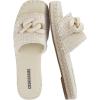 image:imageCUSHIONAIRE Lucia Raffia Bow Espadrille Sandals for Women Woven Straw Flat Slide Summer Sandals with Cushioned FootbedBeige
