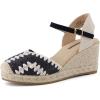 image:imageCUSHIONAIRE Samba Raffia Espadrilles for Women Closed Toe Wedges with Adjustable Ankle Strap and Comfort FootbedBlack