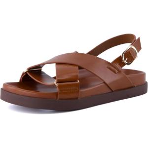 image:imageCUSHIONAIRE Eden Footbed Sandals for Women Comfortable Arch Support Womens Sandals with Platform Slingback Strap and Memory FoamCognac