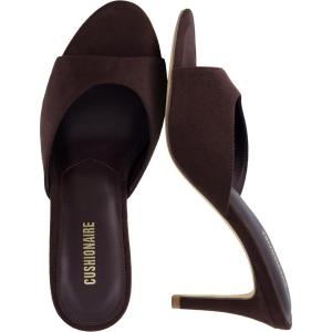 image:imageCUSHIONAIRE Elle Pointed Heel Womens Sandal Open Toe Heeled Mule with Cushioned Memory and Stiletto DesignBrown Microsuede
