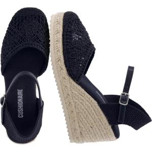 image:imageCUSHIONAIRE Flora Platform Espadrilles for Women Dressy Wedge Closed Toe Sandals with Ankle Strap and Cushioned FootbedBlack