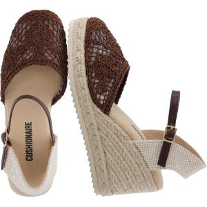 image:imageCUSHIONAIRE Flora Platform Espadrilles for Women Dressy Wedge Closed Toe Sandals with Ankle Strap and Cushioned FootbedBrown