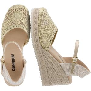 image:imageCUSHIONAIRE Flora Platform Espadrilles for Women Dressy Wedge Closed Toe Sandals with Ankle Strap and Cushioned FootbedGold