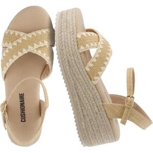 image:imageCUSHIONAIRE Ola Raffia Espadrille Platform Sandals for Women Casual Open Toe Adjustable Ankle Strap Womens SandalsNatural