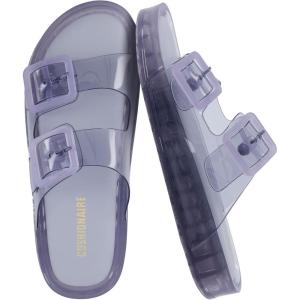 image:imageCUSHIONAIRE Pool Slides for Women Waterproof Double Buckle Adjustable SlipOn Womens Sandals for Beach Shower Casual WearBlue