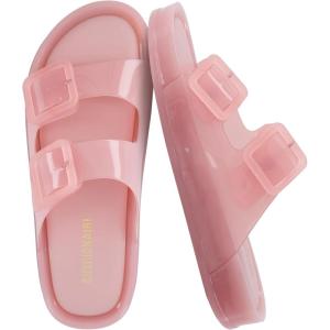 image:imageCUSHIONAIRE Pool Slides for Women Waterproof Double Buckle Adjustable SlipOn Womens Sandals for Beach Shower Casual WearPink