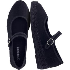 image:imageCUSHIONAIRE Tapas Canvas Mary Jane Flat Espadrilles for Women Cushioned Comfort Closed Toe with Adjustable StrapBlack