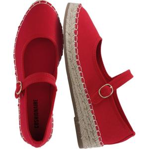 image:imageCUSHIONAIRE Tapas Canvas Mary Jane Flat Espadrilles for Women Cushioned Comfort Closed Toe with Adjustable StrapRed