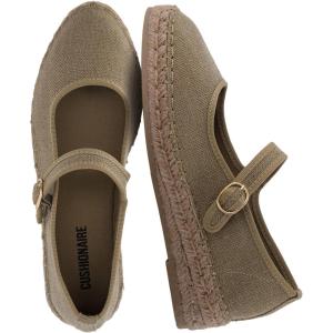 image:imageCUSHIONAIRE Tapas Canvas Mary Jane Flat Espadrilles for Women Cushioned Comfort Closed Toe with Adjustable StrapTaupe