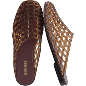 image:imageCUSHIONAIRE Lab Jelly Flats for Women Closed Toe Slip On Lightweight Womens Mules with Woven Design and Cushioned ComfortChocolate