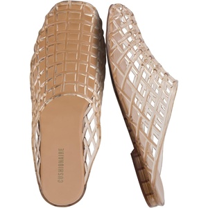 image:imageCUSHIONAIRE Lab Jelly Flats for Women Closed Toe Slip On Lightweight Womens Mules with Woven Design and Cushioned ComfortMocha