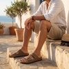 image:imageCUSHIONAIRE Mens Lynx Cork footbed Sandal with ComfortBrown Nubuck