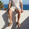 image:imageCUSHIONAIRE Mens Lynx Cork footbed Sandal with ComfortBrown Nubuck