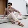 image:imageCUSHIONAIRE Mens Lynx Cork footbed Sandal with ComfortBrown Nubuck