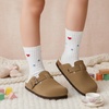 image:imageCUSHIONAIRE Kids Hana Cork footbed clog with Genuine Leather upper Faux Fur lining and ComfortBrown