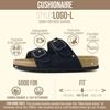 image:imageCUSHIONAIRE Logo 100 Genuine Leather Suede Slides for Women Cushioned Cork Footbed Womens Sandals with Adjustable Buckles and Memory FoamBlack