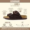 image:imageCUSHIONAIRE Logo 100 Genuine Leather Suede Slides for Women Cushioned Cork Footbed Womens Sandals with Adjustable Buckles and Memory FoamChocolate