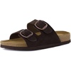 image:imageCUSHIONAIRE Logo 100 Genuine Leather Suede Slides for Women Cushioned Cork Footbed Womens Sandals with Adjustable Buckles and Memory FoamChocolate