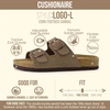 image:imageCUSHIONAIRE Logo 100 Genuine Leather Suede Slides for Women Cushioned Cork Footbed Womens Sandals with Adjustable Buckles and Memory FoamMoss