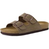 image:imageCUSHIONAIRE Logo 100 Genuine Leather Suede Slides for Women Cushioned Cork Footbed Womens Sandals with Adjustable Buckles and Memory FoamMoss