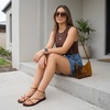 image:imageCUSHIONAIRE Vita Jelly Sandals for Women Casual Lightweight Womens Strappy Sandals with Adjustable Buckle Strap and Gold Hardware AccentChocolate