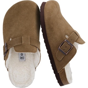 image:imageCUSHIONAIRE Kids Hana Cork footbed clog with Genuine Leather upper Faux Fur lining and ComfortBrown