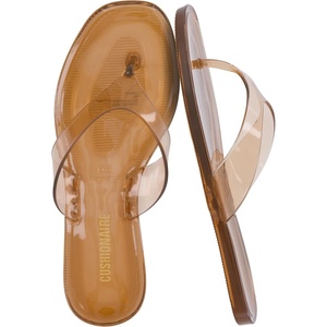 image:imageCUSHIONAIRE Tropic Thong Jelly Flip Flops for Women with Square Toe and Wide Strap Design Comfortable Lightweight Womens SandalsMocha