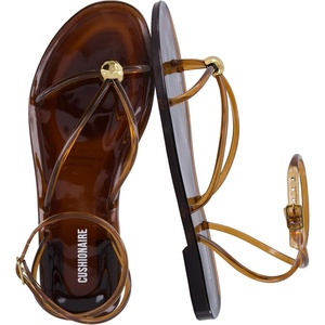 image:imageCUSHIONAIRE Vita Jelly Sandals for Women Casual Lightweight Womens Strappy Sandals with Adjustable Buckle Strap and Gold Hardware AccentChocolate