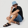 image:imageCUSHIONAIRE Alpha 100 Genuine Leather Mens Sandals Casual Slip On Flat Men Slides with Adjustable BucklesBlack