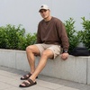 image:imageCUSHIONAIRE Alpha 100 Genuine Leather Mens Sandals Casual Slip On Flat Men Slides with Adjustable BucklesBrown