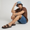 image:imageCUSHIONAIRE Alpha 100 Genuine Leather Mens Sandals Casual Slip On Flat Men Slides with Adjustable BucklesBrown