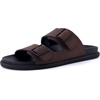 image:imageCUSHIONAIRE Alpha 100 Genuine Leather Mens Sandals Casual Slip On Flat Men Slides with Adjustable BucklesBrown