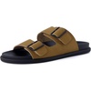 image:imageCUSHIONAIRE Alpha 100 Genuine Leather Mens Sandals Casual Slip On Flat Men Slides with Adjustable BucklesCamel