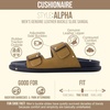 image:imageCUSHIONAIRE Alpha 100 Genuine Leather Mens Sandals Casual Slip On Flat Men Slides with Adjustable BucklesCamel