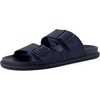 image:imageCUSHIONAIRE Alpha 100 Genuine Leather Mens Sandals Casual Slip On Flat Men Slides with Adjustable BucklesNavy