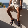 image:imageCUSHIONAIRE Alpha 100 Genuine Leather Mens Sandals Casual Slip On Flat Men Slides with Adjustable BucklesNavy