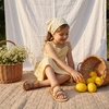 image:imageCUSHIONAIRE Cleo Girls Sandals Flower Strap Dress Style Girls Dress Shoes with Cushioned Footbed and Adjustable Ankle StrapTan