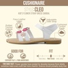 image:imageCUSHIONAIRE Cleo Girls Sandals Flower Strap Dress Style Girls Dress Shoes with Cushioned Footbed and Adjustable Ankle StrapWhite