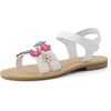 image:imageCUSHIONAIRE Cleo Girls Sandals Flower Strap Dress Style Girls Dress Shoes with Cushioned Footbed and Adjustable Ankle StrapWhite