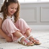 image:imageCUSHIONAIRE Cleo Girls Sandals Flower Strap Dress Style Girls Dress Shoes with Cushioned Footbed and Adjustable Ankle StrapWhite