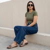 image:imageCUSHIONAIRE Lanky Strappy Sandals for Women Trendy MultiStrap Square Toe Flat Slide Womens Sandals with Cushioned FootbedBrown Multi