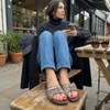 image:imageCUSHIONAIRE Lanky Strappy Sandals for Women Trendy MultiStrap Square Toe Flat Slide Womens Sandals with Cushioned FootbedBrown Multi