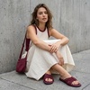 image:imageCUSHIONAIRE Lanky Strappy Sandals for Women Trendy MultiStrap Square Toe Flat Slide Womens Sandals with Cushioned FootbedBurgundy