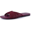 image:imageCUSHIONAIRE Lanky Strappy Sandals for Women Trendy MultiStrap Square Toe Flat Slide Womens Sandals with Cushioned FootbedBurgundy